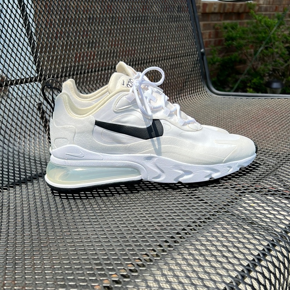 White and black Nike Air Max React 270